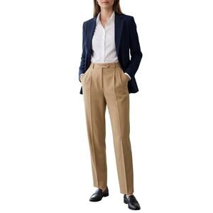 MaxMara Tan Straight-Leg Wool Blend Trousers